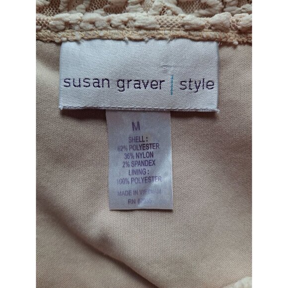 Susan Graver Lace Round Neck Sleeveless Top Women's Beige Medium - Picture 3 of 6
